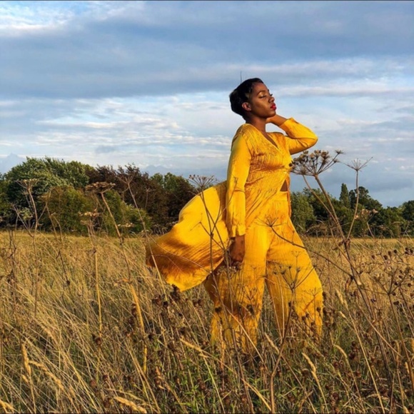 “set” Zara Mustard Wrinkle Look Dress /Pants NWT - Picture 3 of 16